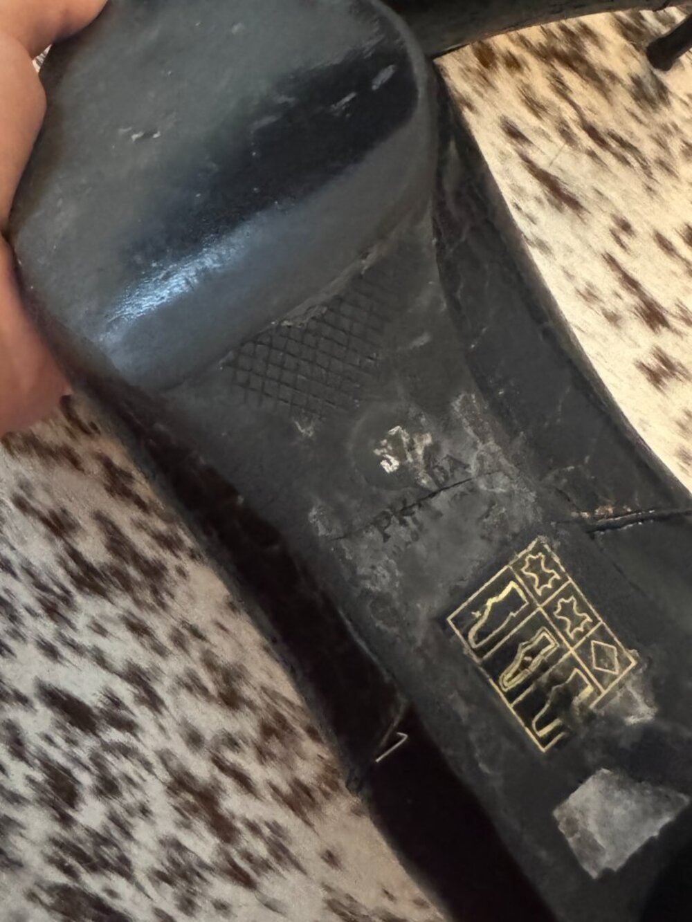 Prada Black Croc Embossed Patent Leather Pointed Ankle Booties Size 37 - Picture 5 of 11